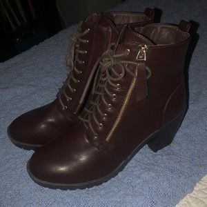 Brown Heeled Combat Boots (only worn once)